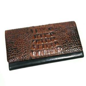 Brahmin Crocodile Skin Leather Trifold Wallet